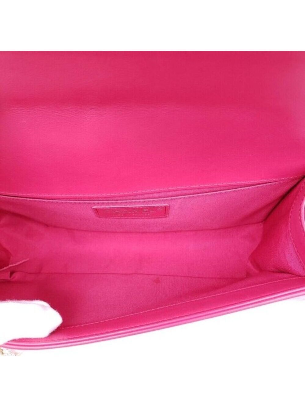Authentic Chanel Boy Bag Red Quilted Leather Medium Flap Silver Chain CC Logo - Picture 14 of 16